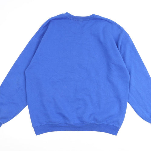 PRETTYLITTLETHING Mens Blue Polyester Pullover Sweatshirt Size M