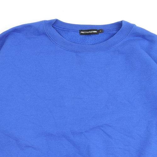 PRETTYLITTLETHING Mens Blue Polyester Pullover Sweatshirt Size M