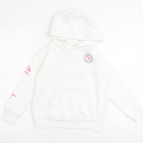abercrombie kids Girls White Cotton Pullover Hoodie Size 6-7 Years Pullover