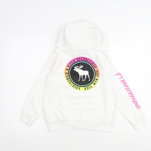 abercrombie kids Girls White Cotton Pullover Hoodie Size 6-7 Years Pullover