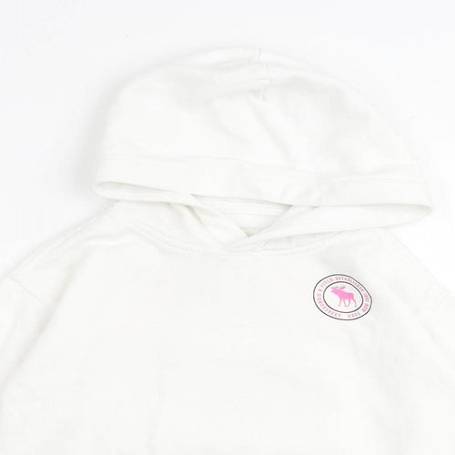 abercrombie kids Girls White Cotton Pullover Hoodie Size 6-7 Years Pullover