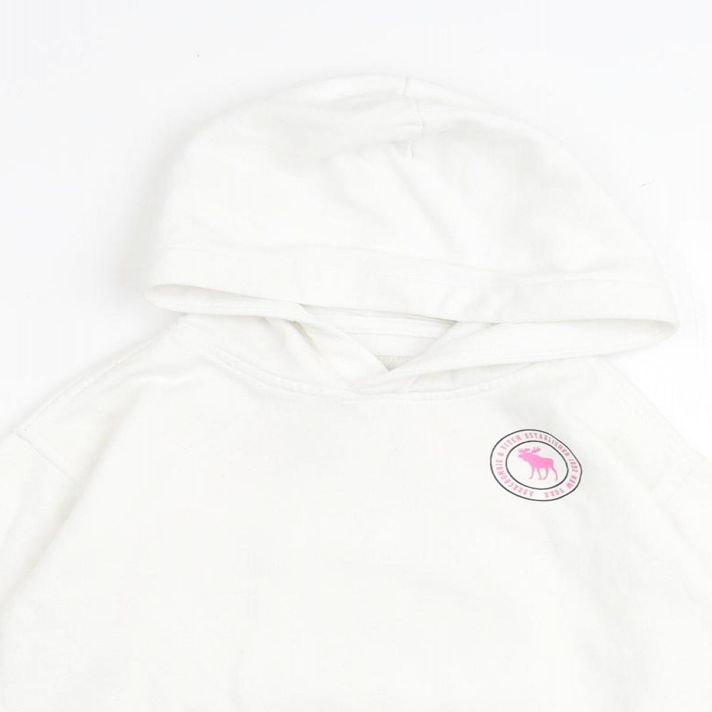 abercrombie kids Girls White Cotton Pullover Hoodie Size 6-7 Years Pullover