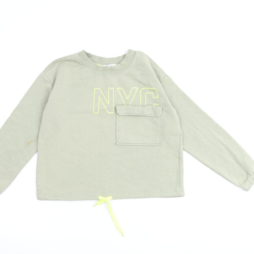 H&M Girls Green Cotton Pullover Sweatshirt Size 10-11 Years Pullover