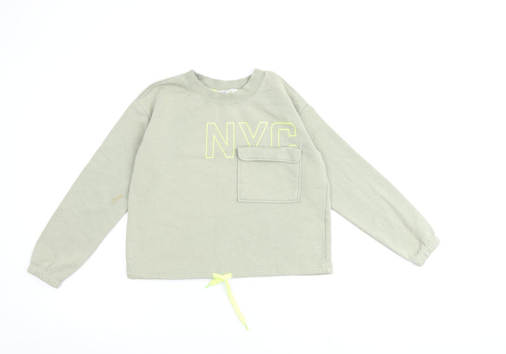 H&M Girls Green Cotton Pullover Sweatshirt Size 10-11 Years Pullover