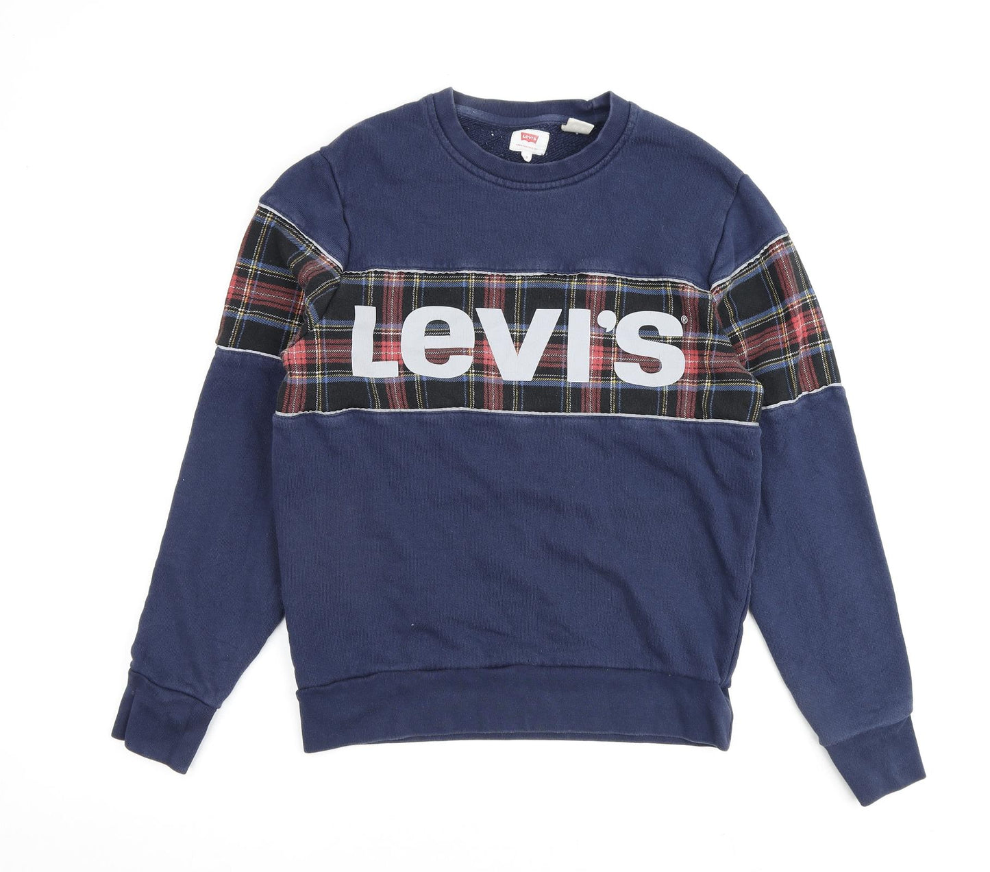 Levi's Mens Blue Check Cotton Pullover Sweatshirt Size S