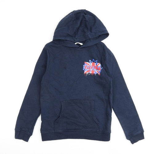 Marks and Spencer Girls Blue Cotton Pullover Hoodie Size 11-12 Years Pullover
