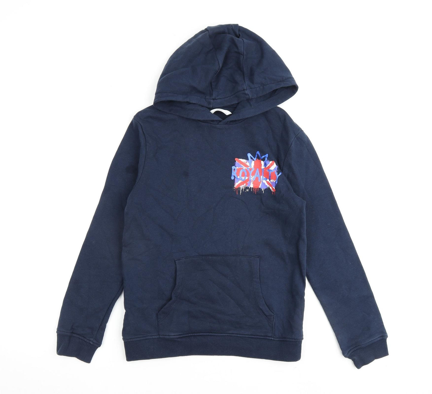 Marks and Spencer Girls Blue Cotton Pullover Hoodie Size 11-12 Years Pullover