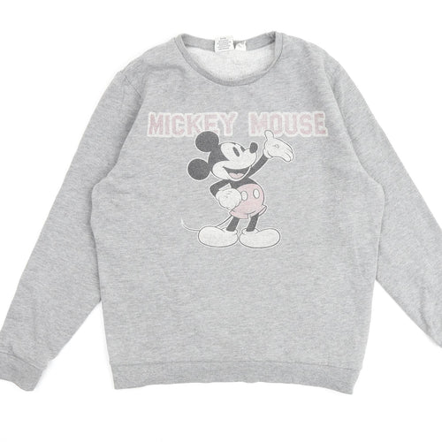 Disney Womens Grey Cotton Pullover Sweatshirt Size 10 Pullover
