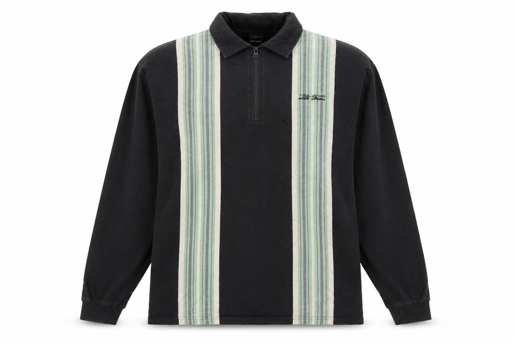 Iets Frans Mens Black Striped Cotton Henley Sweatshirt Size S