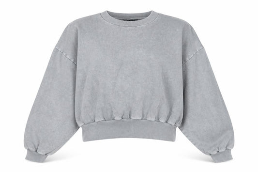 Front view of ASOS women’s grey cotton pullover sweatshirt, size UK 6, pullover