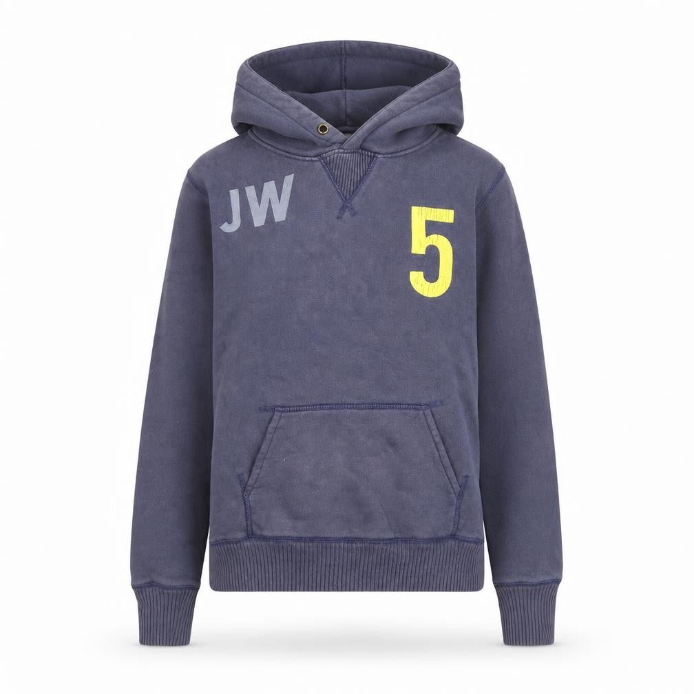 Front view of Jack Wills women’s blue cotton pullover hoodie, size UK 8, pullover