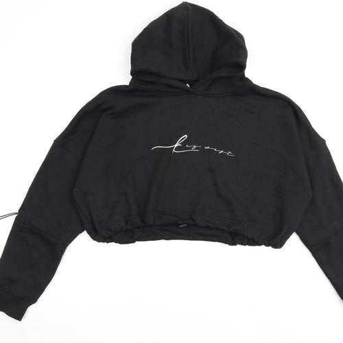 Public Desire Womens Black Cotton Pullover Hoodie Size 12 Pullover