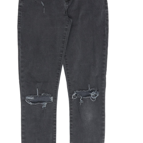 Topshop Womens Grey Cotton Skinny Jeans Size 26 in L34 in Regular Zip