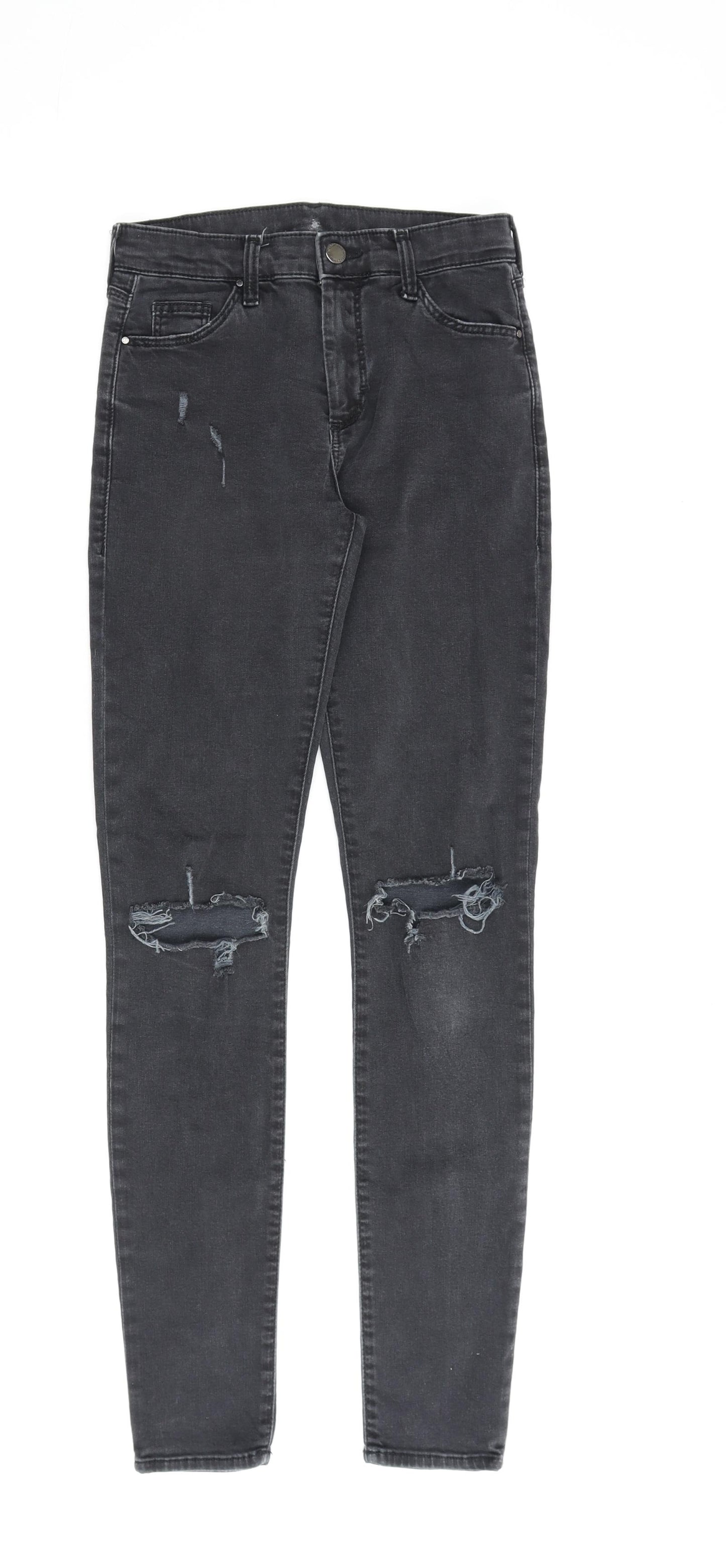 Topshop Womens Grey Cotton Skinny Jeans Size 26 in L34 in Regular Zip