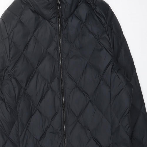 Marks and Spencer Womens Black Puffer Jacket Coat Size 14 Zip