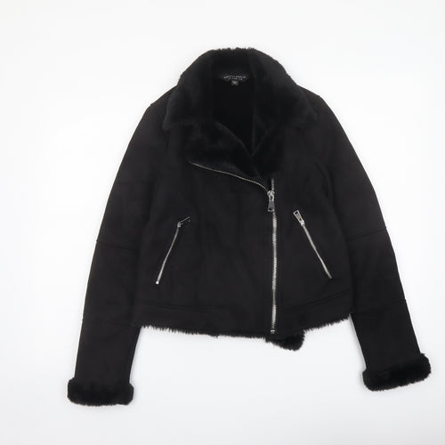Dorothy Perkins Womens Black Biker Jacket Size 10 Zip