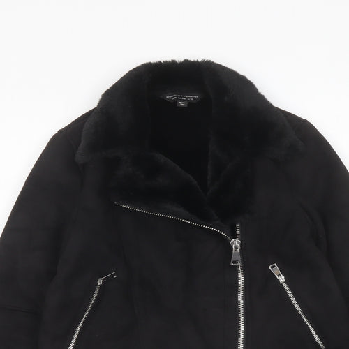 Dorothy Perkins Womens Black Biker Jacket Size 10 Zip