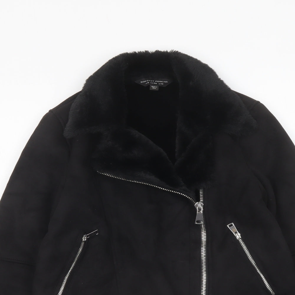 Dorothy Perkins Womens Black Biker Jacket Size 10 Zip