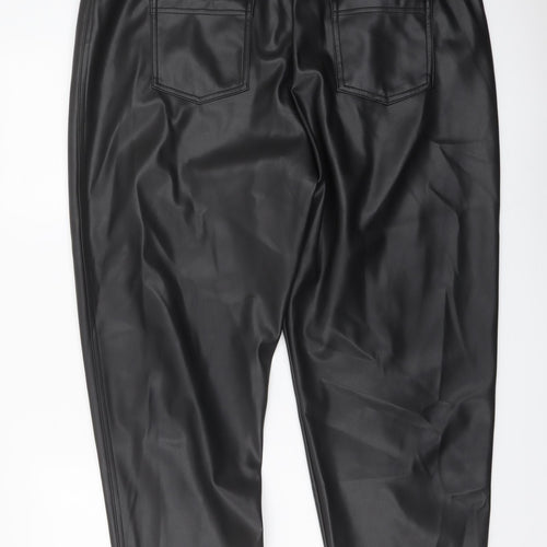 Marks and Spencer Womens Black Polyester Trousers Size 20 L25 in Regular Button