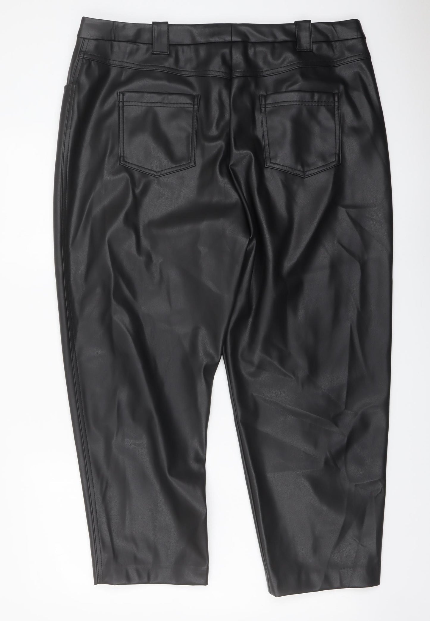 Marks and Spencer Womens Black Polyester Trousers Size 20 L25 in Regular Button