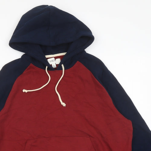 Marks and Spencer Mens Blue Cotton Pullover Hoodie Size L