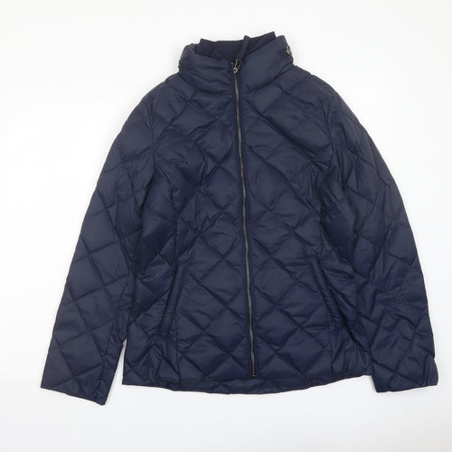 Marks and Spencer Womens Blue Puffer Jacket Coat Size 10 Zip