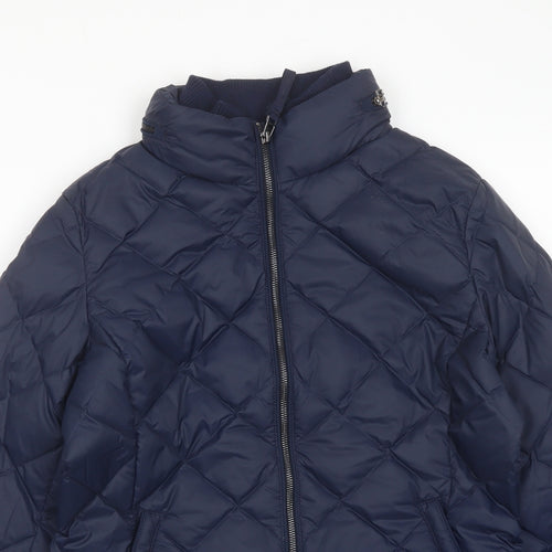 Marks and Spencer Womens Blue Puffer Jacket Coat Size 10 Zip
