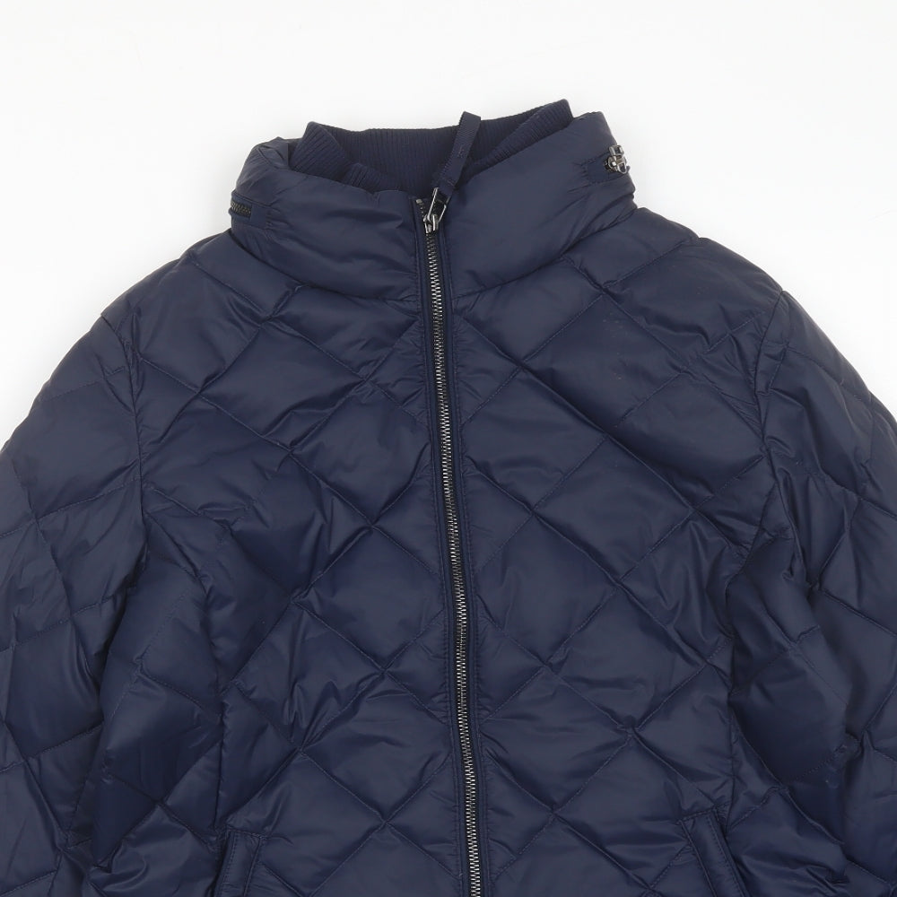 Marks and Spencer Womens Blue Puffer Jacket Coat Size 10 Zip