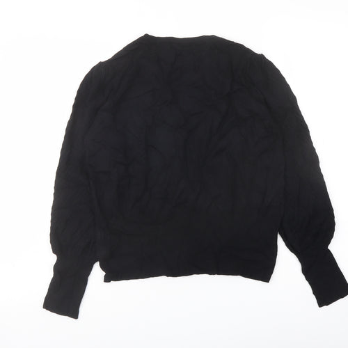 Marks and Spencer Womens Black Crew Neck Viscose Pullover Jumper Size 14