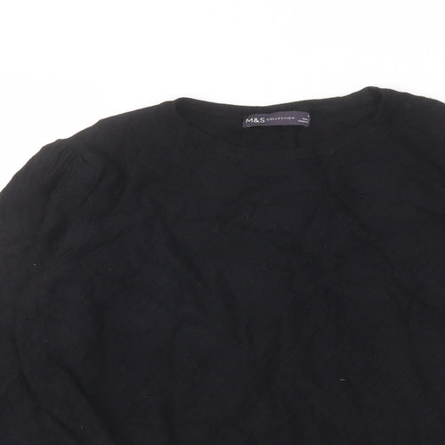 Marks and Spencer Womens Black Crew Neck Viscose Pullover Jumper Size 14