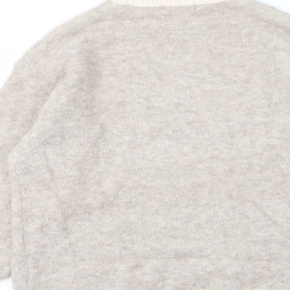Marks and Spencer Womens Beige Mock Neck Acrylic Pullover Jumper Size L