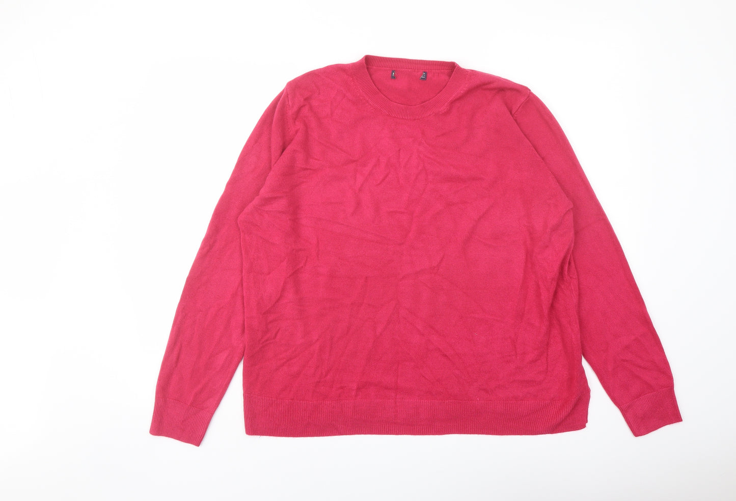 Marks and Spencer Womens Pink Crew Neck Acrylic Pullover Jumper Size 20