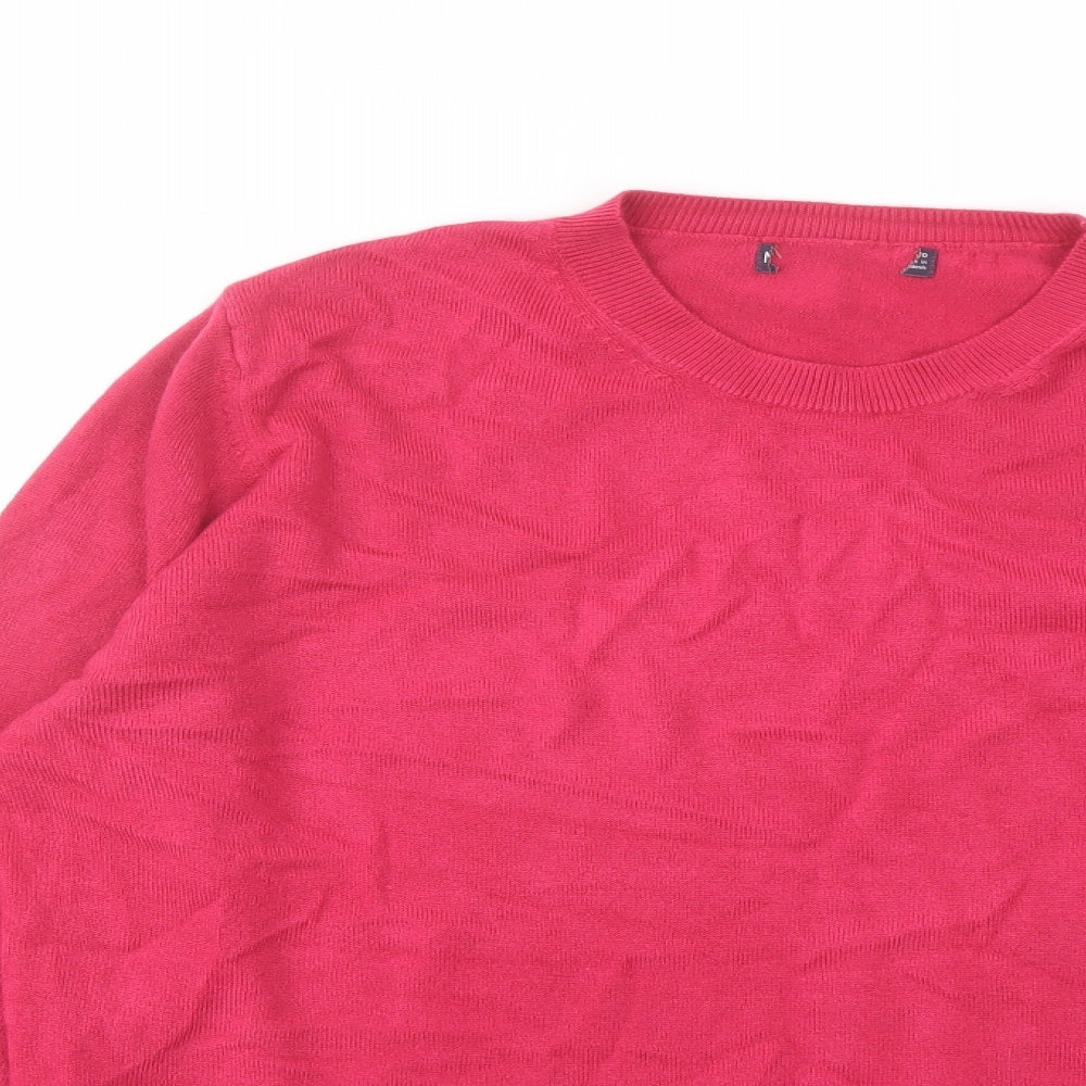 Marks and Spencer Womens Pink Crew Neck Acrylic Pullover Jumper Size 20