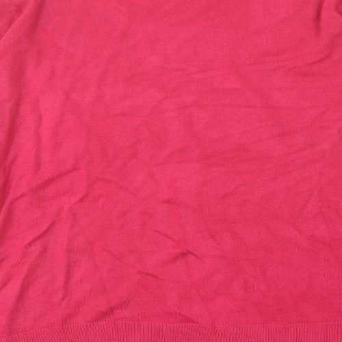 Marks and Spencer Womens Pink Crew Neck Acrylic Pullover Jumper Size 20
