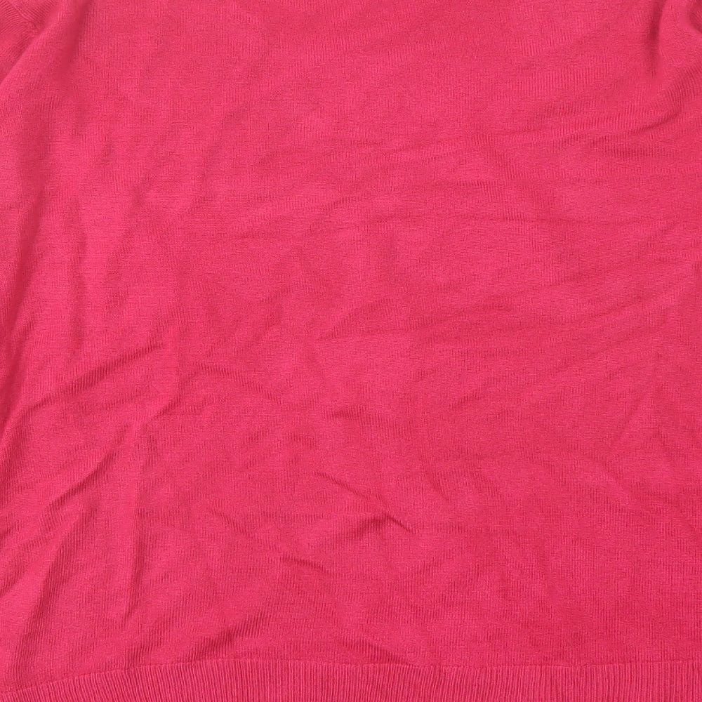Marks and Spencer Womens Pink Crew Neck Acrylic Pullover Jumper Size 20