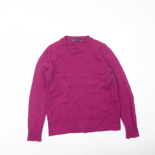 Marks and Spencer Womens Purple Crew Neck Wool Pullover Jumper Size 10