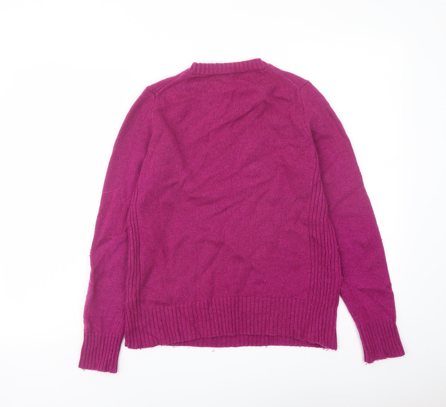 Marks and Spencer Womens Purple Crew Neck Wool Pullover Jumper Size 10