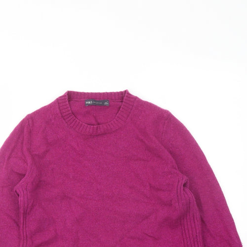 Marks and Spencer Womens Purple Crew Neck Wool Pullover Jumper Size 10