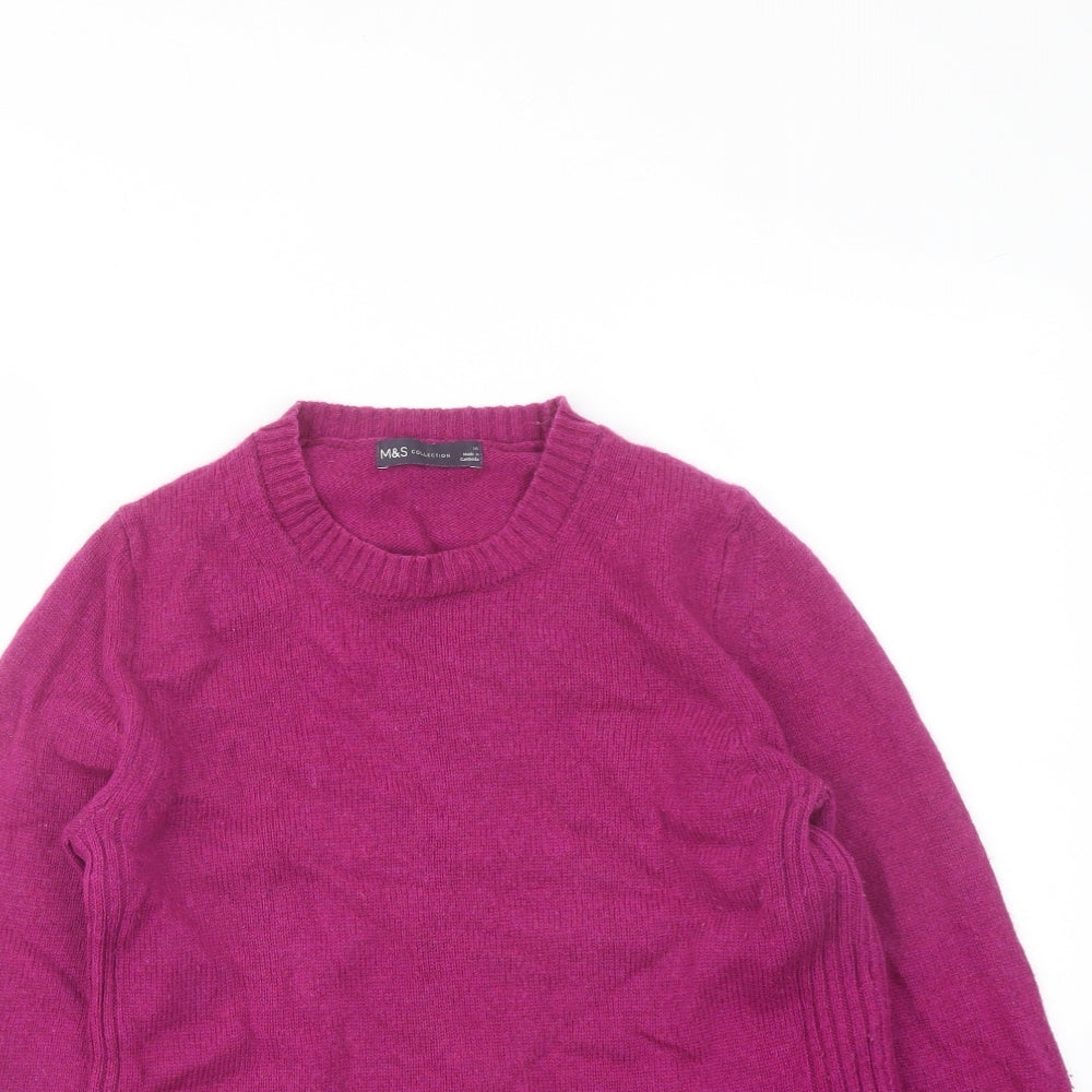 Marks and Spencer Womens Purple Crew Neck Wool Pullover Jumper Size 10