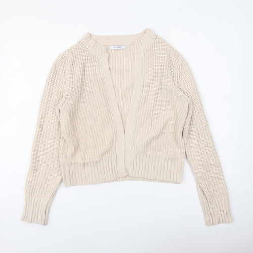 Classic Womens Beige V-Neck Cotton Cape Jumper Size 10