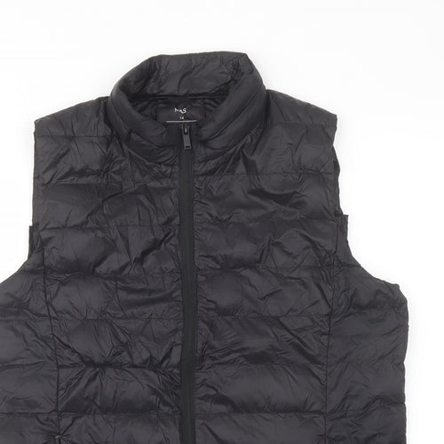 Marks and Spencer Womens Black Gilet Jacket Size 14 Zip
