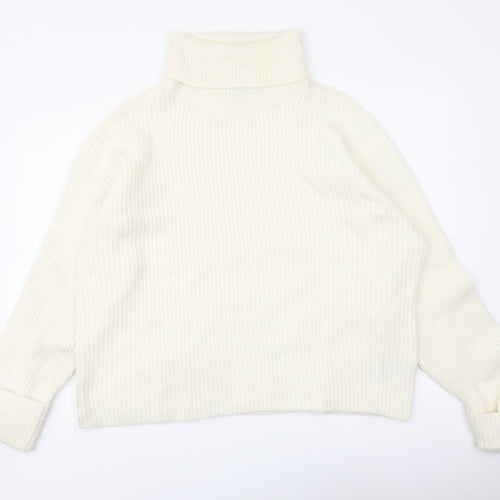 Marks and Spencer Womens Ivory Roll Neck Polyamide Pullover Jumper Size XL