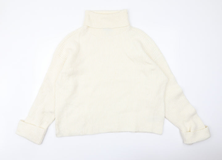 Marks and Spencer Womens Ivory Roll Neck Polyamide Pullover Jumper Size XL