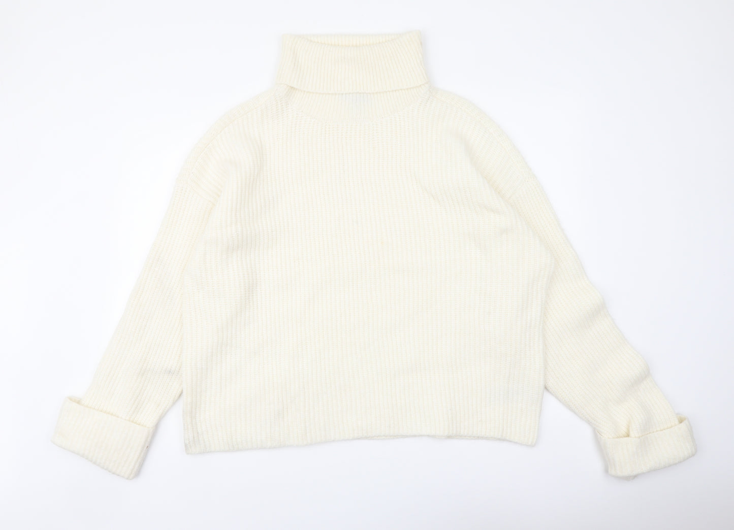 Marks and Spencer Womens Ivory Roll Neck Polyamide Pullover Jumper Size XL