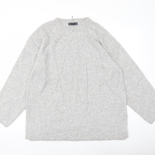 Marks and Spencer Womens Grey Crew Neck Polyester Pullover Jumper Size XL