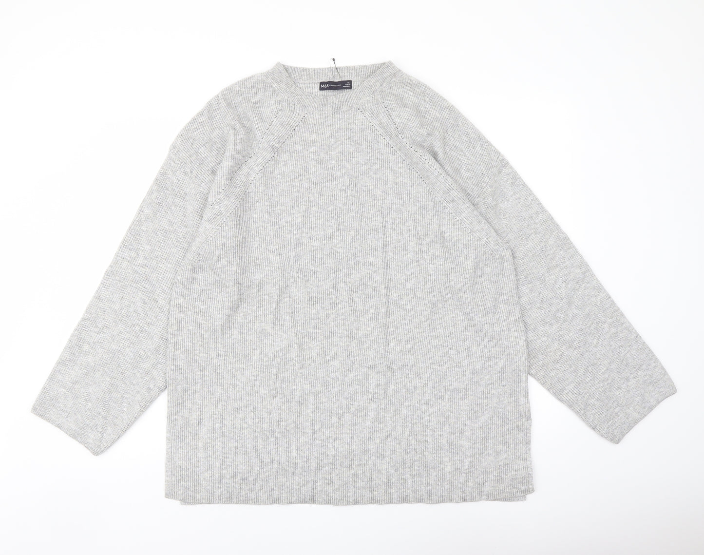 Marks and Spencer Womens Grey Crew Neck Polyester Pullover Jumper Size XL