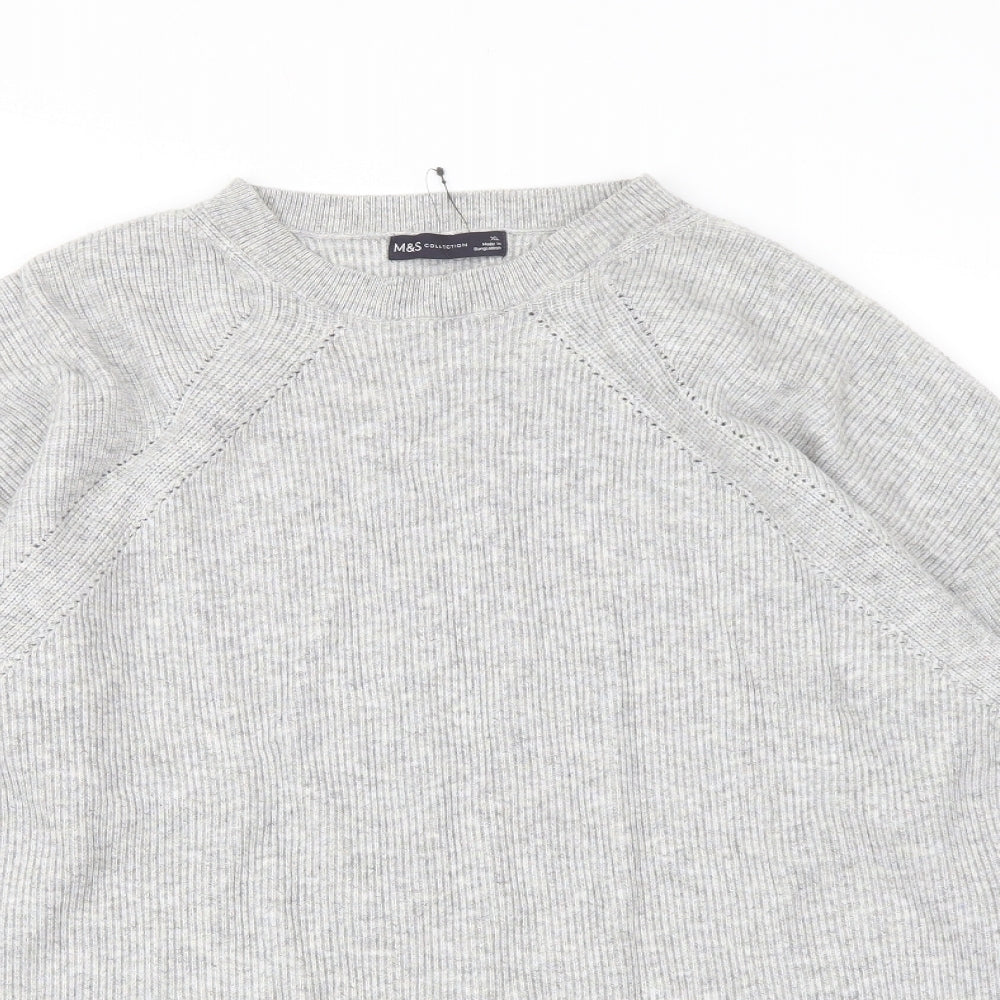 Marks and Spencer Womens Grey Crew Neck Polyester Pullover Jumper Size XL