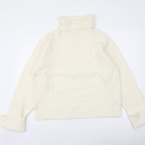 Marks and Spencer Womens Ivory Roll Neck Polyamide Pullover Jumper Size M