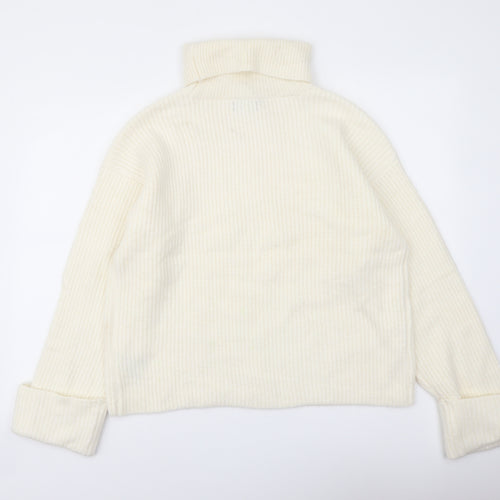 Marks and Spencer Womens Ivory Roll Neck Polyamide Pullover Jumper Size M