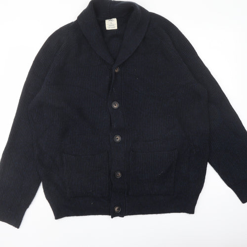 Marks and Spencer Mens Blue V-Neck Acrylic Cardigan Jumper Size XL Long Sleeve